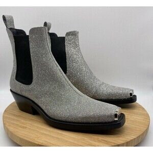 Calvin Klein X Raf Simons Boots Silver Western 205W39NYC Womens US 7 EUR 37.5